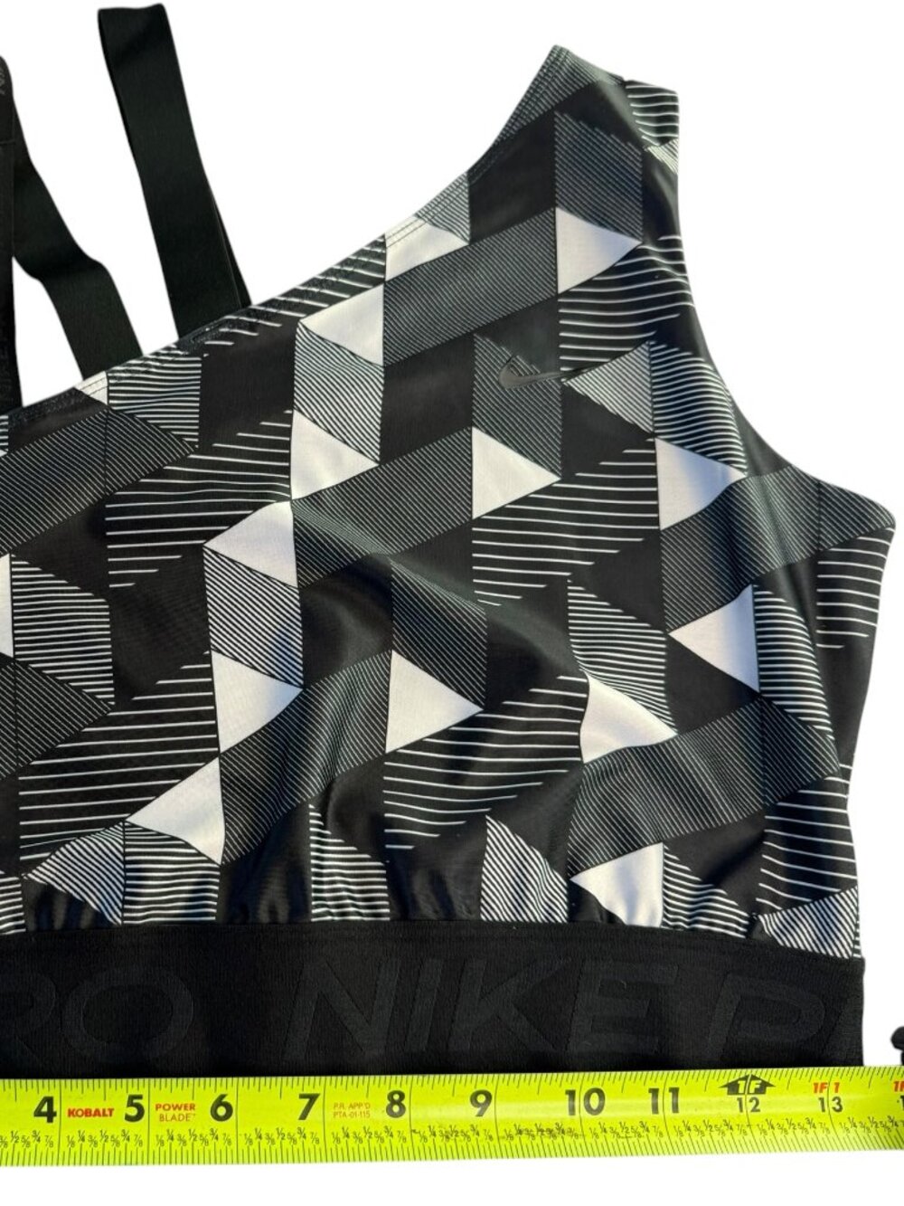 NIKE PRO Crop Top Sports Bra Black / White Triangles Serena. Asymmetrical M - Picture 11 of 12